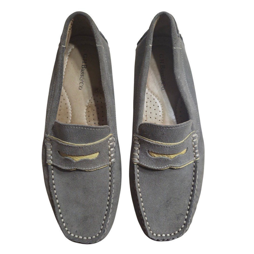 GH Bass & Co Mens 8.5M Gray Suede Penny Loafer Driving Shoes Mocs - Picture 2 of 8